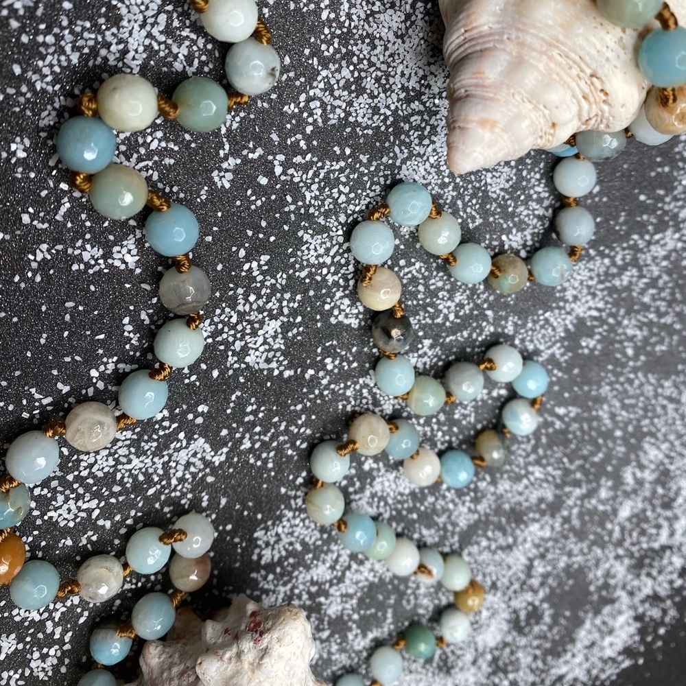 Faceted Amazonite Knotted Necklace